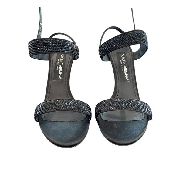 Dolce & Gabbana Keira Sandals Silk Leather Fusible Rhinestones Classy Gala US 8 - Picture 5 of 14